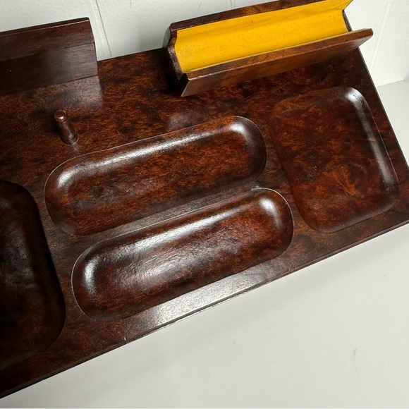 Vintage MCM Wooden Dresser Top Valet Jewelry Organizer Dresser Caddy - Picture 6 of 12